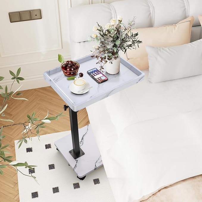 C Table End Table Adjustable Height, 360°Swivel TV Tray Table - Image 7