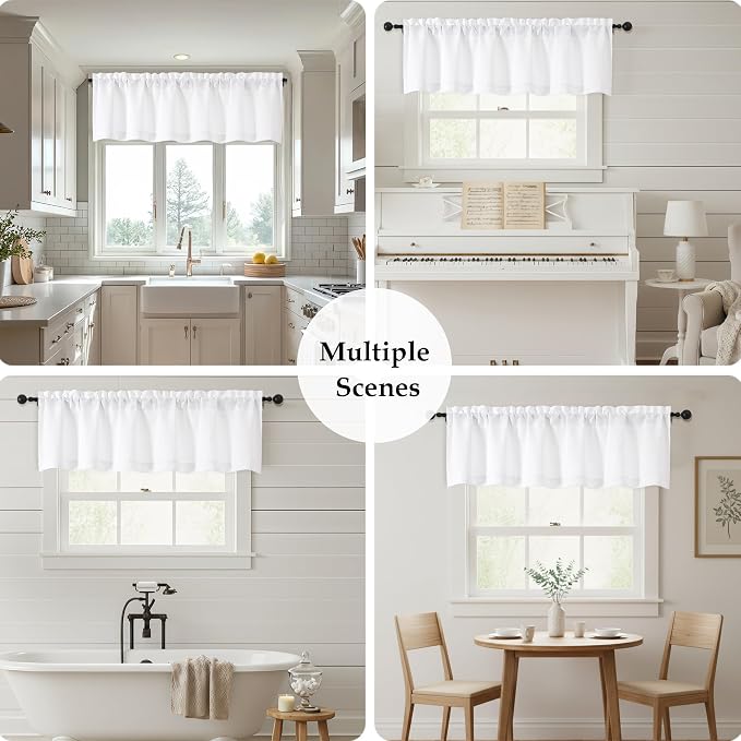 OWENIE White Valances for Windows 1 Pcs, Light Filtering Textured Farmhouse - Image 7