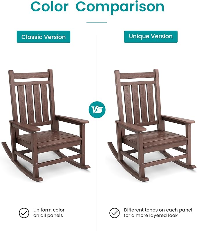 SERWALL Outdoor Rocking Chair Set of 2, HDPE Rocking Chair - Image 9