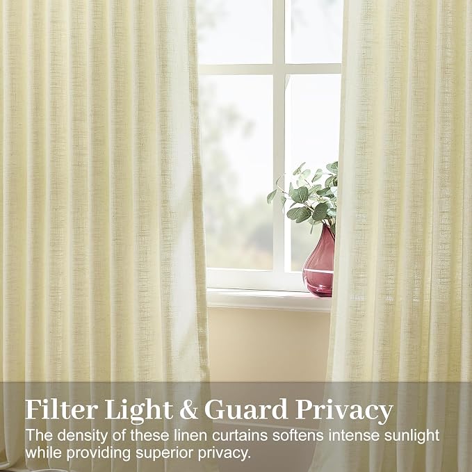 IVAPUPU 96 Inch Linen Curtains 2 Panel Set - Image 4