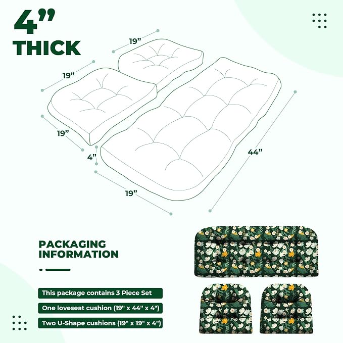 DANGHOOGY Wicker Chair Cushions, Waterproof Outdoor Loveseat Cushions - Image 2