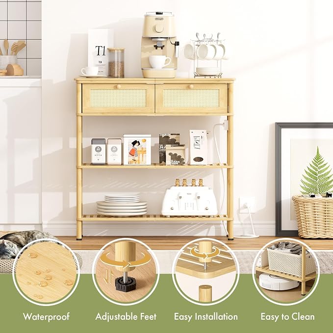 Entryway Table Sofa Console Table, Bamboo Small Entry Way Table - Image 5