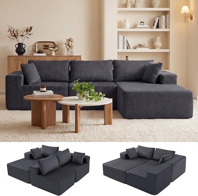DUMOS 108" Boneless Couch, Cloud Sectional Couch by DumosLifestyle