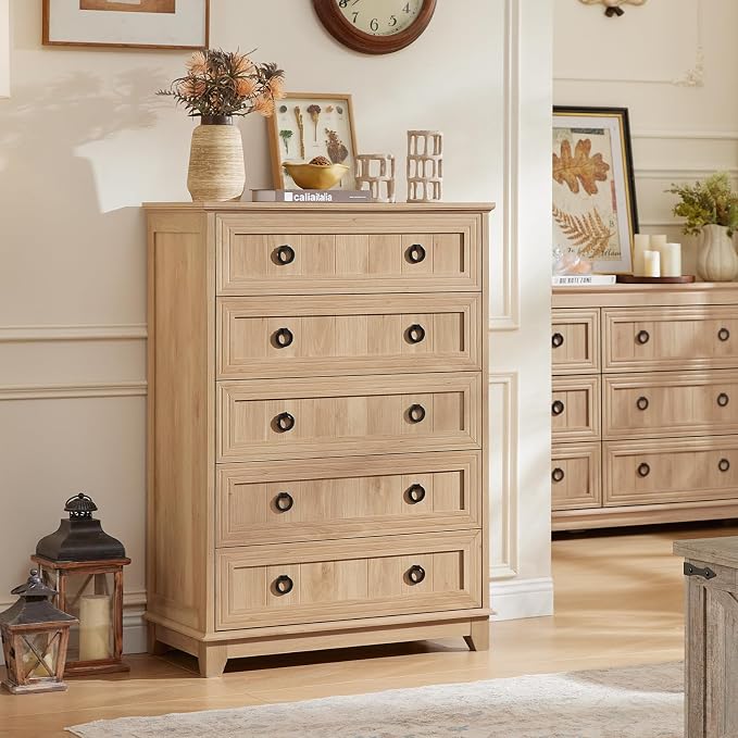 Joaxswe Farmhouse 5 Drawer Dresser - Image 5