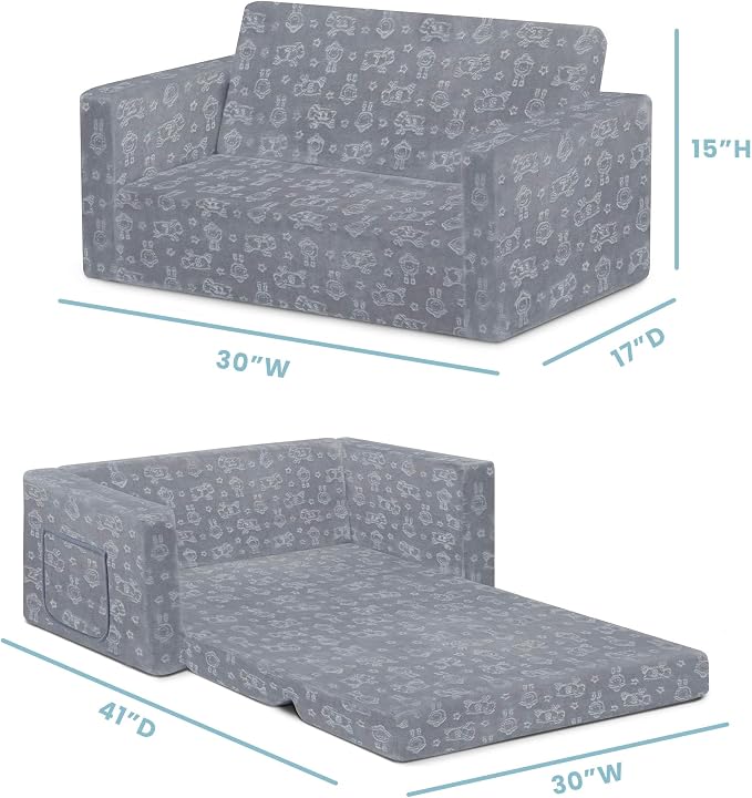 Delta Children - Serta Perfect Sleeper Kids 2-Seater Sofa, Convertible 2-in-1 - Image 3