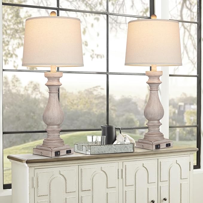 Cinkeda 29" Tall Table Lamp for Living Room Set of 2, Vintage Bedside - Image 3