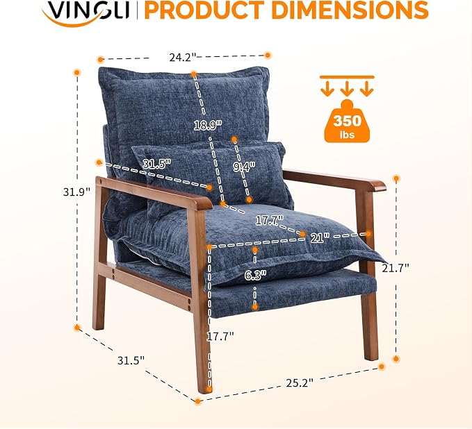 VINGLI Mid-Century Modern Cloud Accent Armchair - Image 5