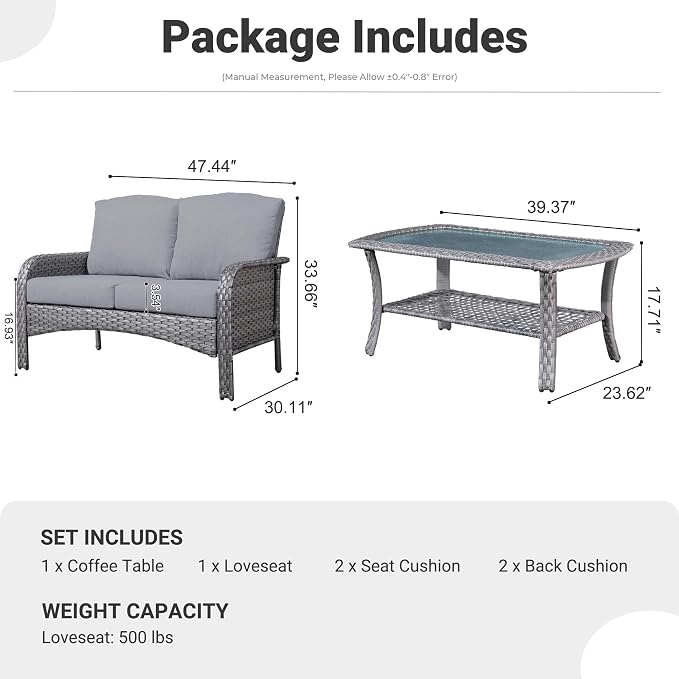 ovios 2-Piece Patio Furniture Set, Outdoor Wicker Sofa - Image 9