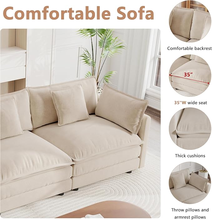 mikibama Luxury 3 Piece Sofa Set, 2 Pieces of Single Sofa and 1 Piece of 3 - Image 3