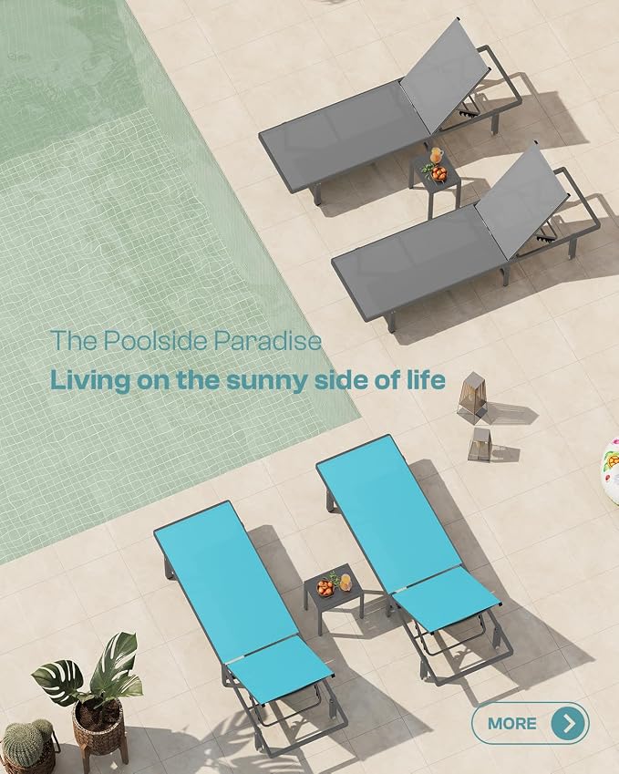 Pool Lounge Chairs Set of 3，Outdoor Lounge Chairs - Image 3