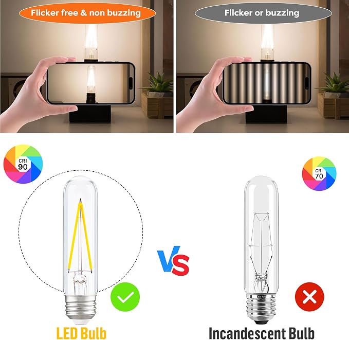 Dimmable E26 T30 T10 LED Bulb Long Tube Light Bulb 4W, Type T Tubular Light - Image 6