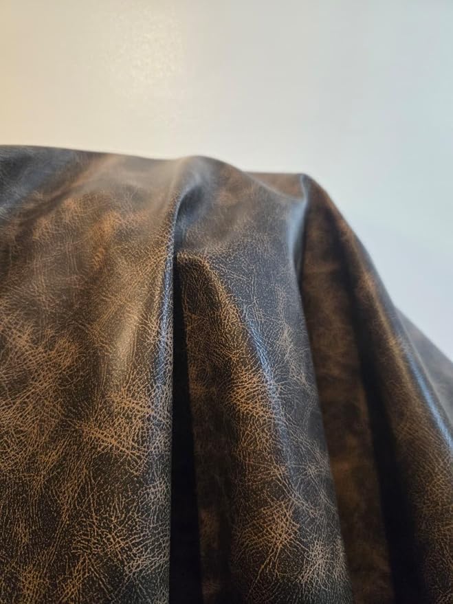 Brown Vintage Distressed Antiqued Faux Leather Fabric PU Peta Approved Vegan - Image 11