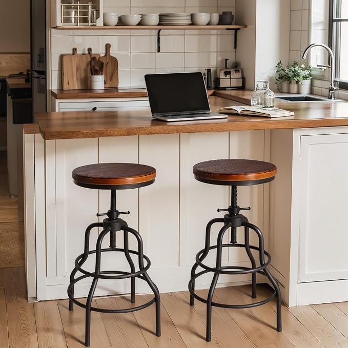 Industrial Vintage Counter Stool, Kitchen Counter Height Adjustable Swivel Chair by Diwhy