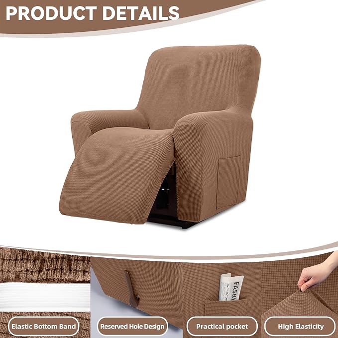 Cupuamon Recliner Chair Covers, Lazy Boy Recliner Covers Stretch Reclining - Image 4