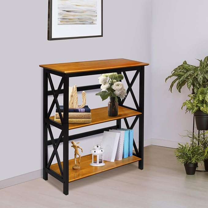 Casual Home Shelf Bookcase Antique Walnut/Black - Image 6