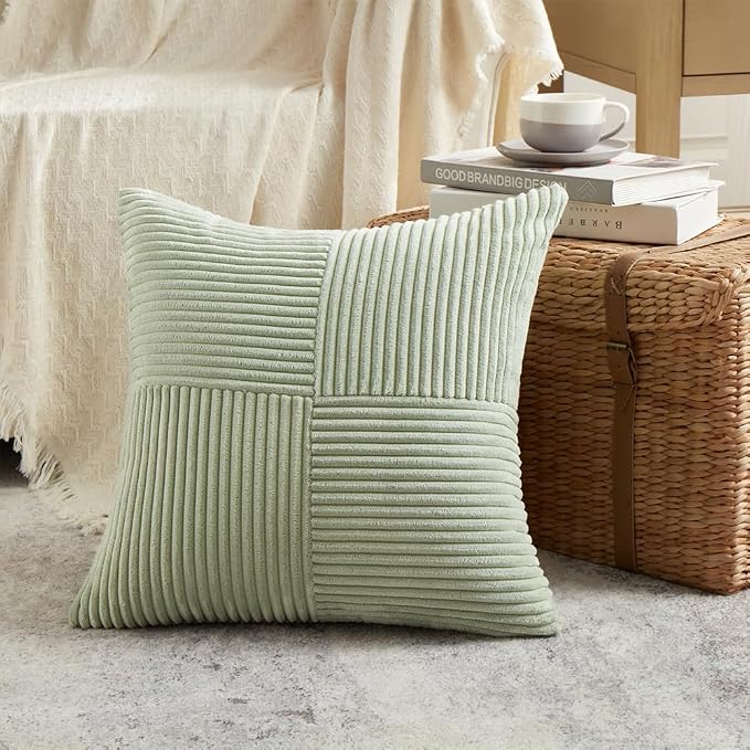 Fancy Homi 2 Packs Sage Green Decorative Throw Pillow Covers 22x22 Inch - Image 2