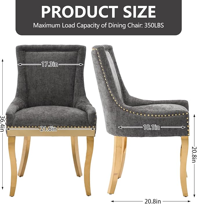 Upholstered Dining Chairs Set of 6, Modern Fabric Side Chairs - Image 3