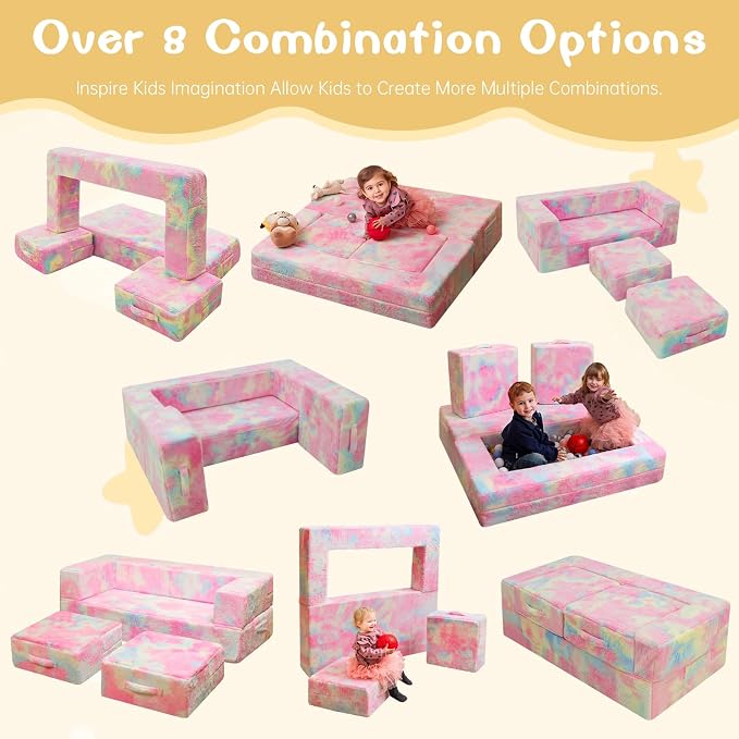 Cvortll Modular Kids and Toddler Play Couch, Convertible Folding Sofa, 3-in-1 - Image 6