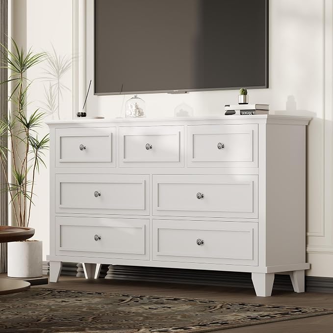 IDEALHOUSE 7 Drawer Dresser, Large Wooden Storage Chest of Drawers by IDEALHOUSE