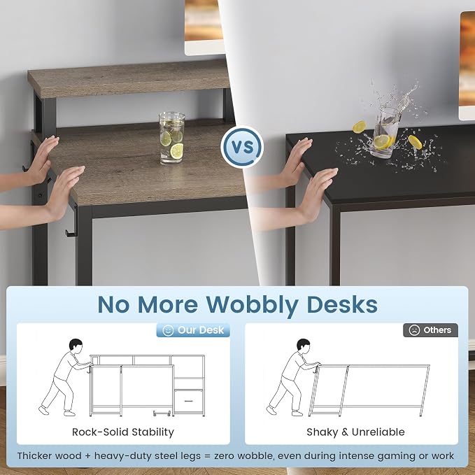 SEDETA 66" L Shaped Desk with Power Outlet, Reversible Home Office Computer - Image 9
