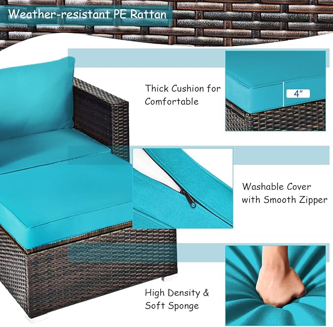 Tangkula 6 Pieces Wicker Patio Furniture Set, PE Rattan Outdoor Sectional - Image 7