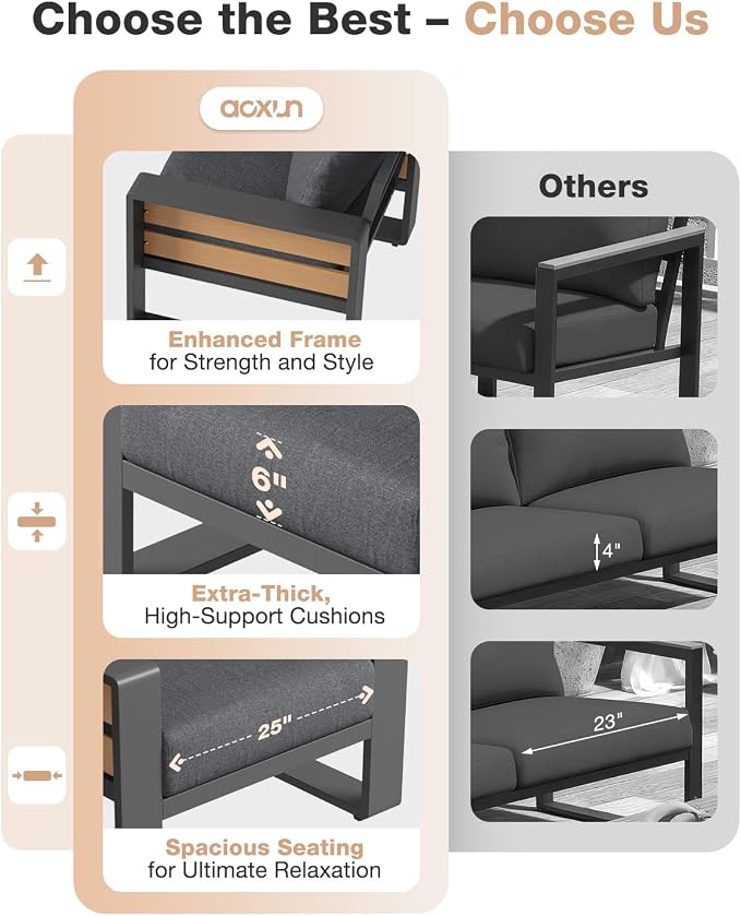 Aoxun Aluminum Patio Furniture Set - Image 4