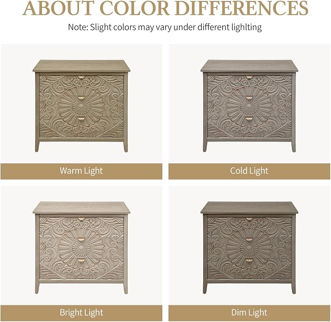 31.5" Carved 3-Drawer Cabinet - Image 6