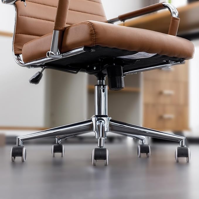 Home Office Chair Ribbed, Modern Leather Conference Waiting Room Chairs - Image 6
