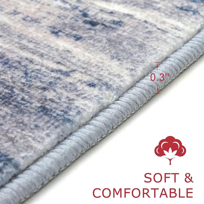KOZYFLY Abstract Modern Washable 3x5 Area Rug Non-Slip Kitchen & Entryway Rug - Image 2