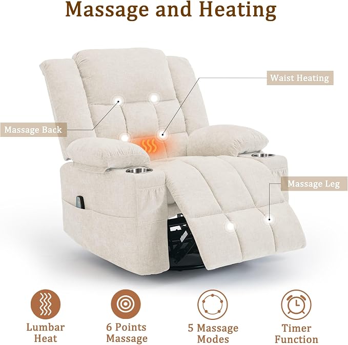 Korser 360° Swivel Rocker Recliner - Image 4