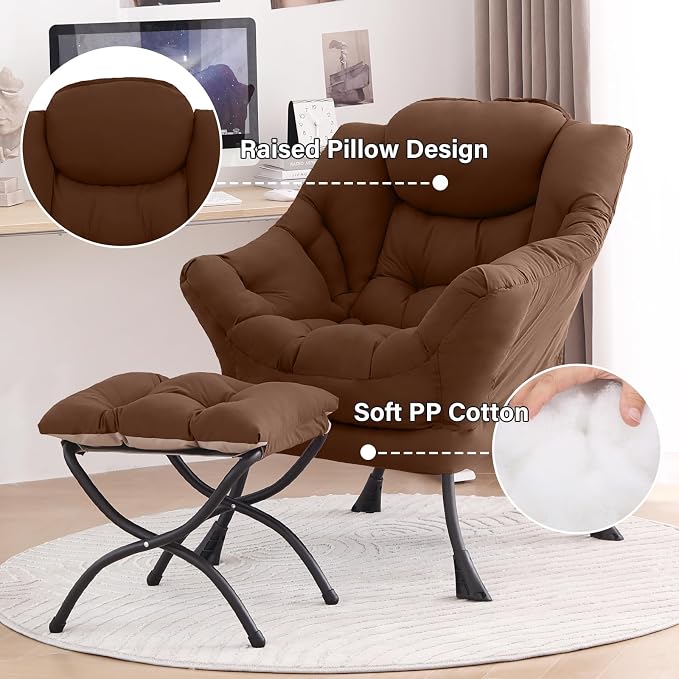 Tiita Lazy Chair with Ottoman, Comfy Leisure Sofa Armchair with Ottoman - Image 4