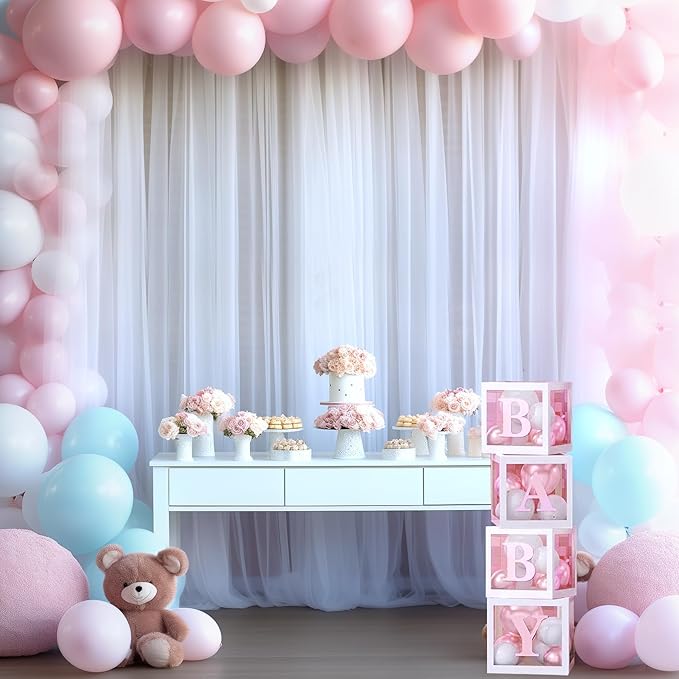 White Backdrop Curtain for Parties 10 ft x 10 ft Sheer Tulle Backdrop Drapes - Image 6