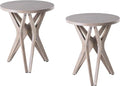 Pedestal Farmhouse End Table Set of 2, Distressed Top by LONYKE