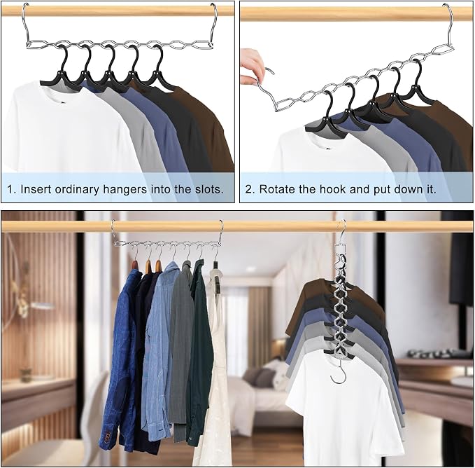 Space Saving Hangers for Clothes 6 Pack, Sturdy Metal Hangers Heavy Duty Magic - Image 7