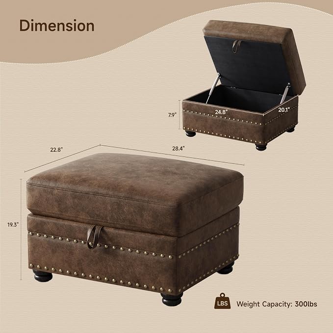 ONBRILL Faux Leather Ottoman - Image 2
