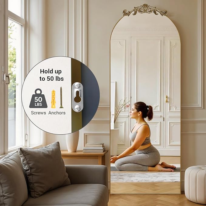 MISSDAY Vintage Baroque Full Length Mirror, Full Metal Frame Stand Up Retro - Image 9