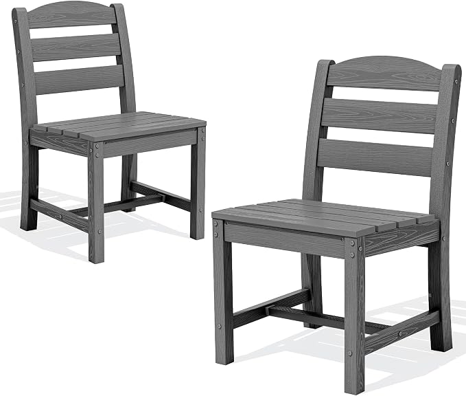 SERWALL Outdoor Armless Dining Chairs Set of 2, All-Weather HDPE Patio Chair by SERWALL