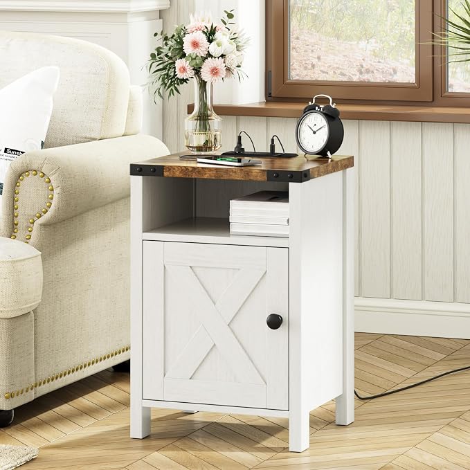 Fameill Farmhouse End Tables Set of 2, Nightstands - Image 2