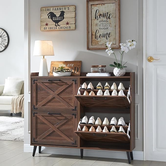 Barnyatoh Shoe Storage Cabinet, Farmhouse Shoe Organizer by Barnyatoh
