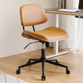 Armless Office Chair with Wheels, PU Leather Adjustable Height Desk Chair by BERYTH