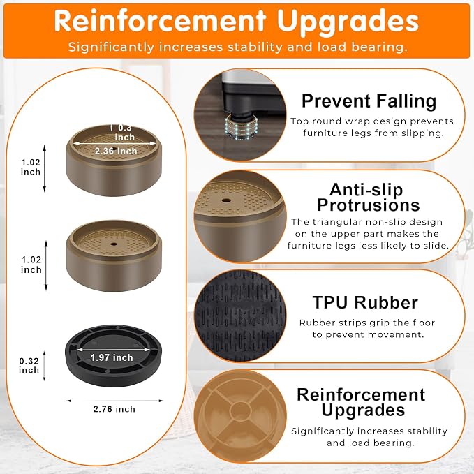 Furniture Risers Bed Risers Heavy Duty 1 inch, 2 inch, 3 inch, 4 inch Round - Image 3