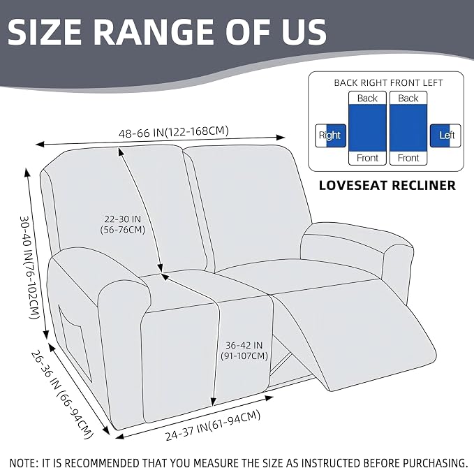 Genina Recliner Loveseat Covers, Stretch Reclining Sofa Covers, 2 Seater Couch - Image 7