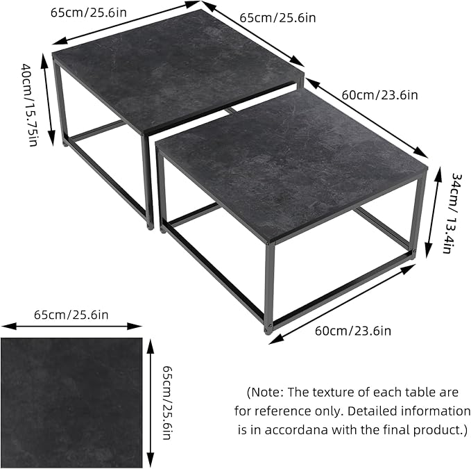 Wisfor Nesting Tables Set of 2, Nesting Black Coffee Table Set - Image 3