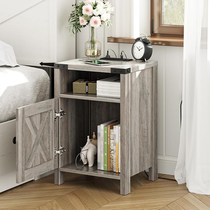 Fameill Farmhouse End Tables Set of 2, Nightstands - Image 4