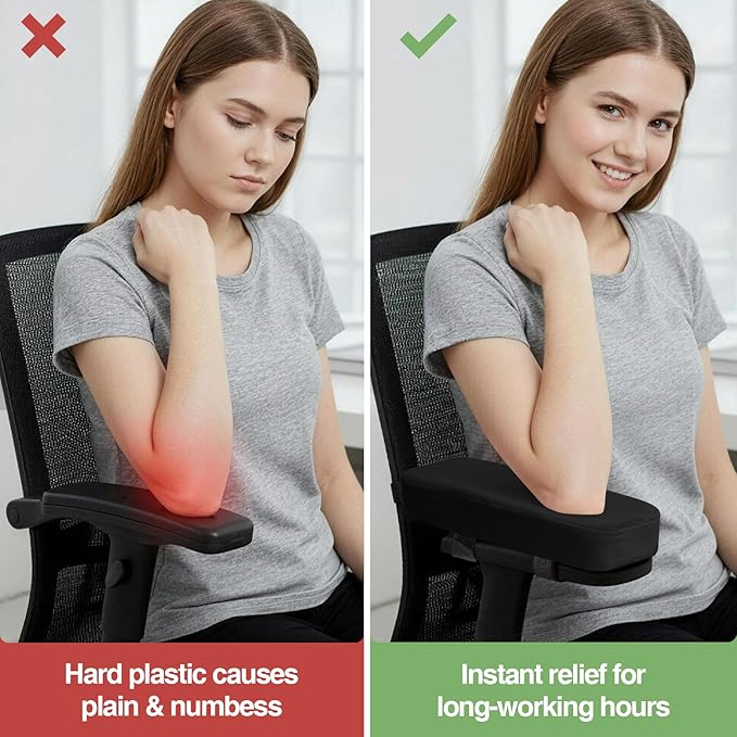 Smiry Ergonomic Office Chair Armrest Pads, Memory Foam Arm Rest Covers - Image 5
