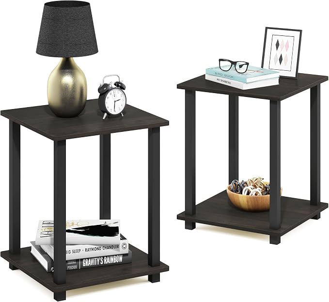 Furinno SIMPLISTIC Side Table Set of 2, 2-Tier Square Modern End Table by Furinno-FitsYourSpaceFitsYourBudget