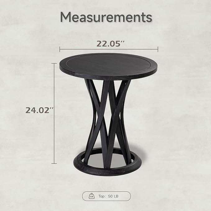COZAYH Round Farmhouse End Table - Image 2