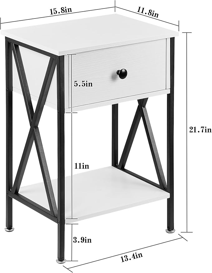 VECELO Nightstands Set of 2, Modern Bedside End Tables, Night Stands - Image 3