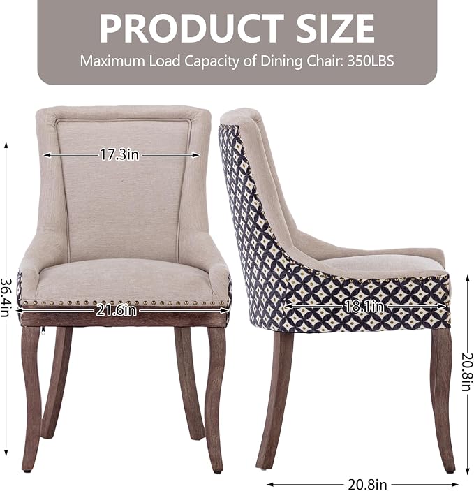 Modern Dining Chairs Set of 2, High Back Dining Chairs Side Chairs - Image 3
