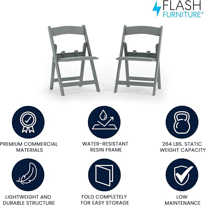 Flash Furniture Hercules Set of 2 Kids Gray Resin Folding Chairs - Image 4